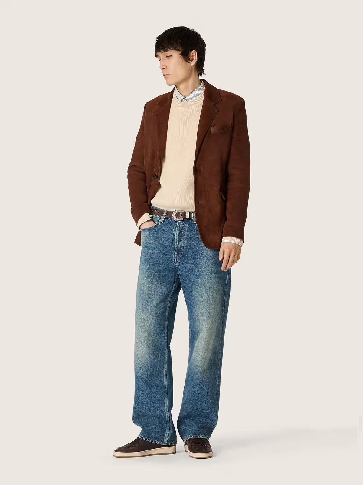 Golden Goose Men's Ball Star in dark brown leather with tone-on-tone leather star