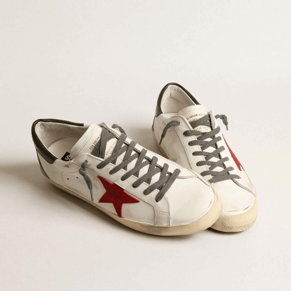 Golden goose Men's Super-Star with red suede star and green leather heel tab