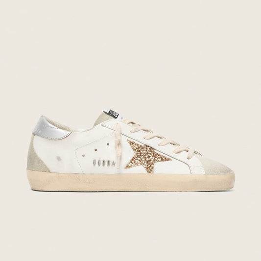 Golden Goose Super-Star – White Ice Gray Gold Glitter