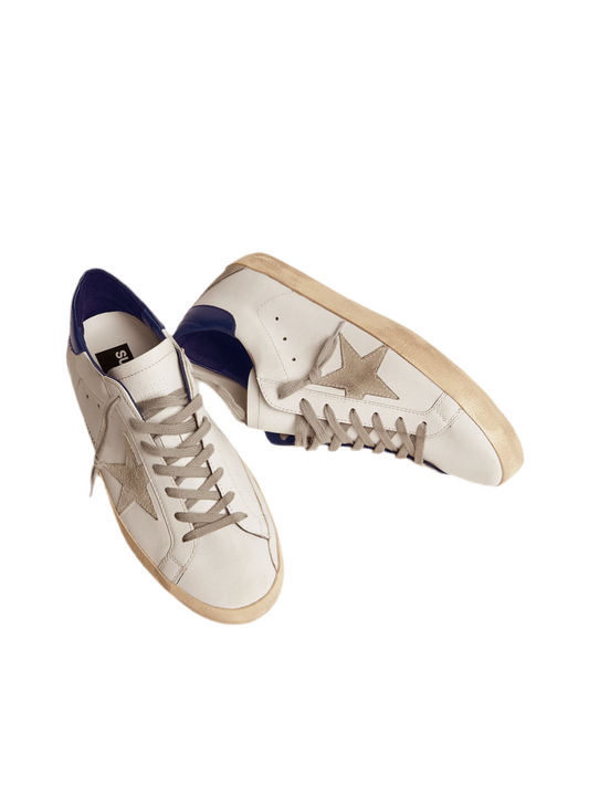 Golden Goose Super-Star – White Royal Blue Grey Suede Patch