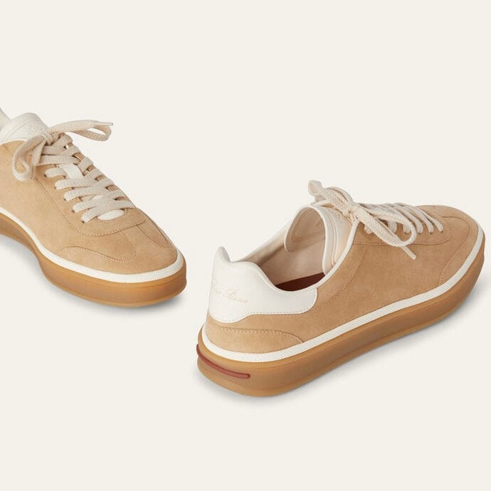 Loro Piana Tennis Walk Sneaker In Suede Calf Split Windy Dunes