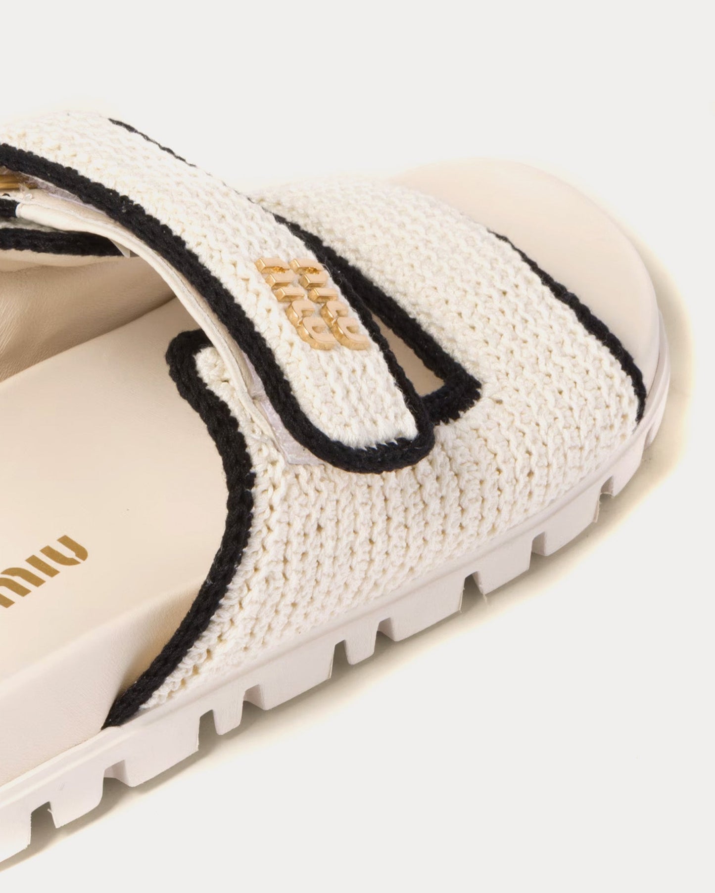 Miu Miu - Crochet Knit Ivory / Black Sandals
