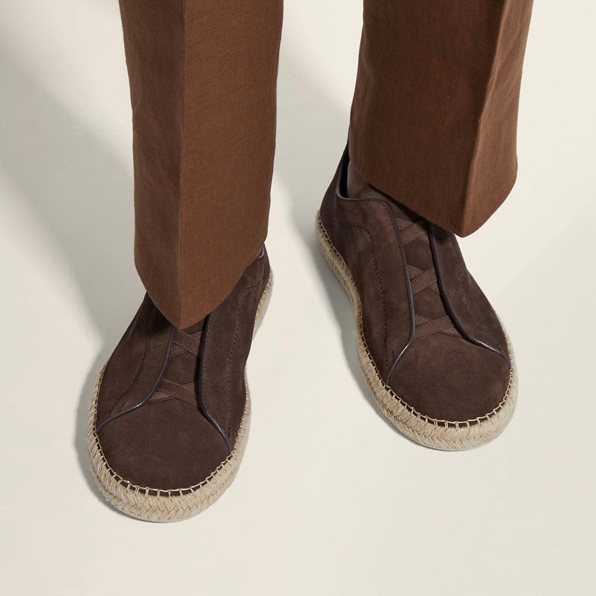 Zegna DARK BROWN SUEDE TRIPLE STITCH™ ESPADRILLES