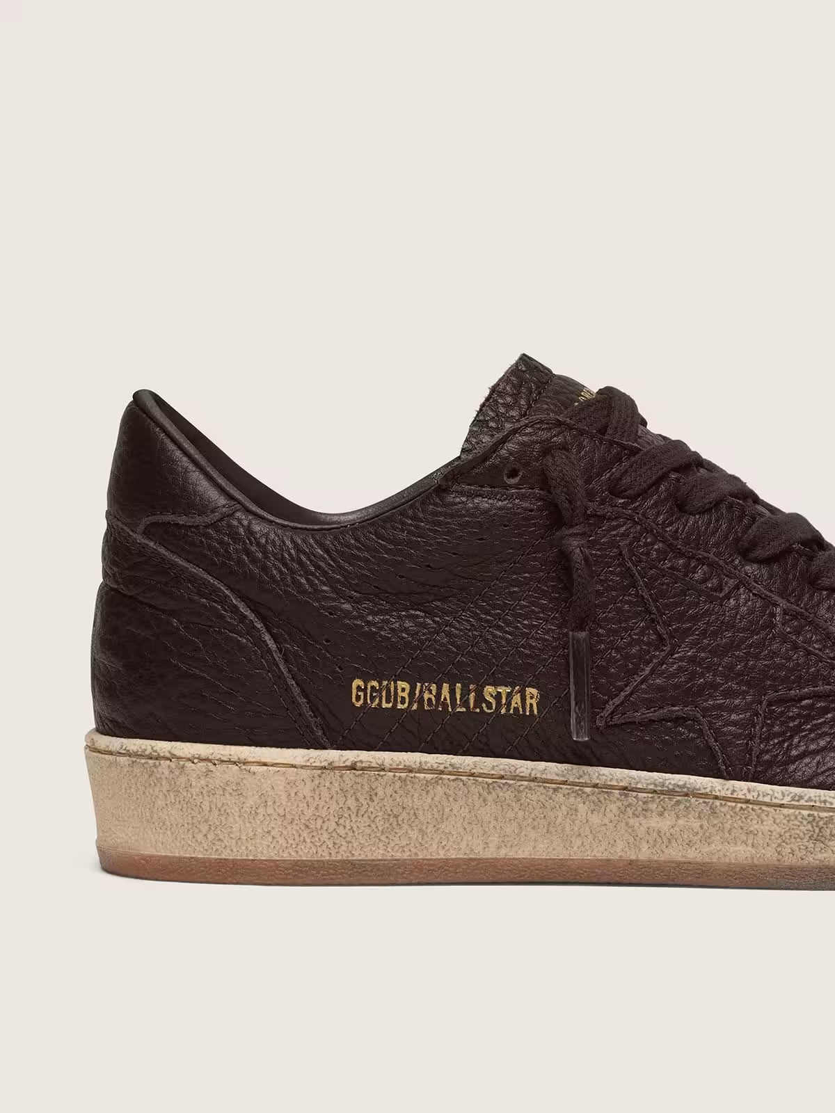 Golden Goose Men's Ball Star in dark brown leather with tone-on-tone leather star