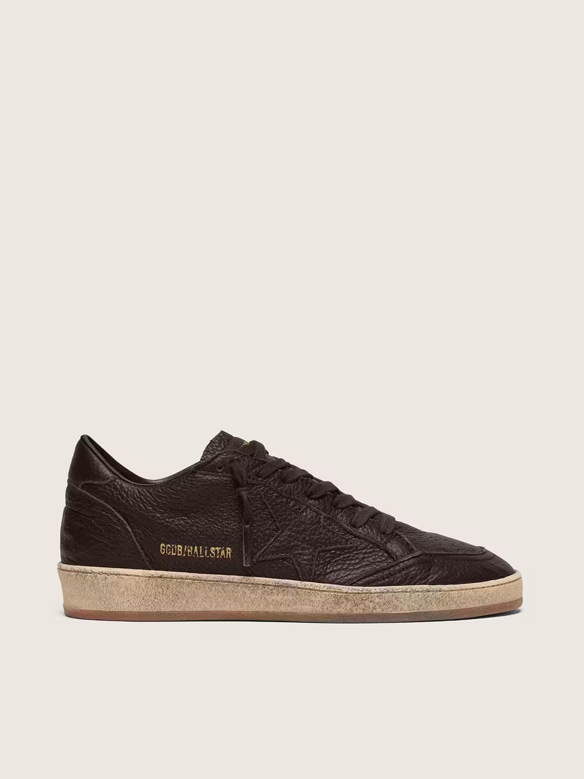 Golden Goose Men's Ball Star in dark brown leather with tone-on-tone leather star