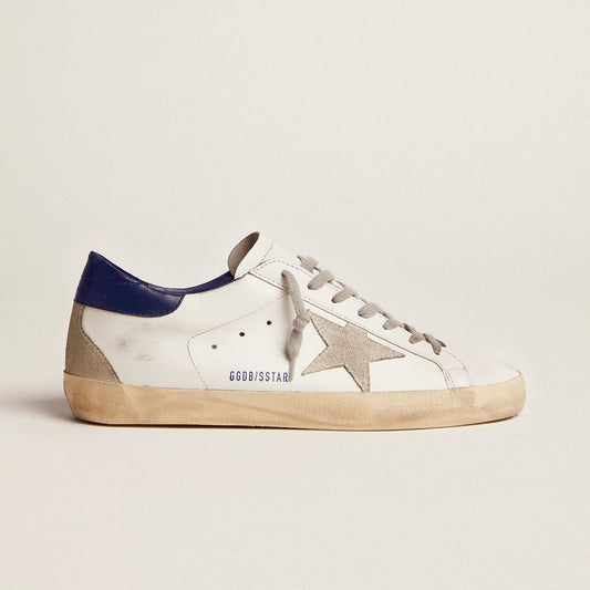 Golden Goose Super-Star – White Royal Blue Grey Suede Patch