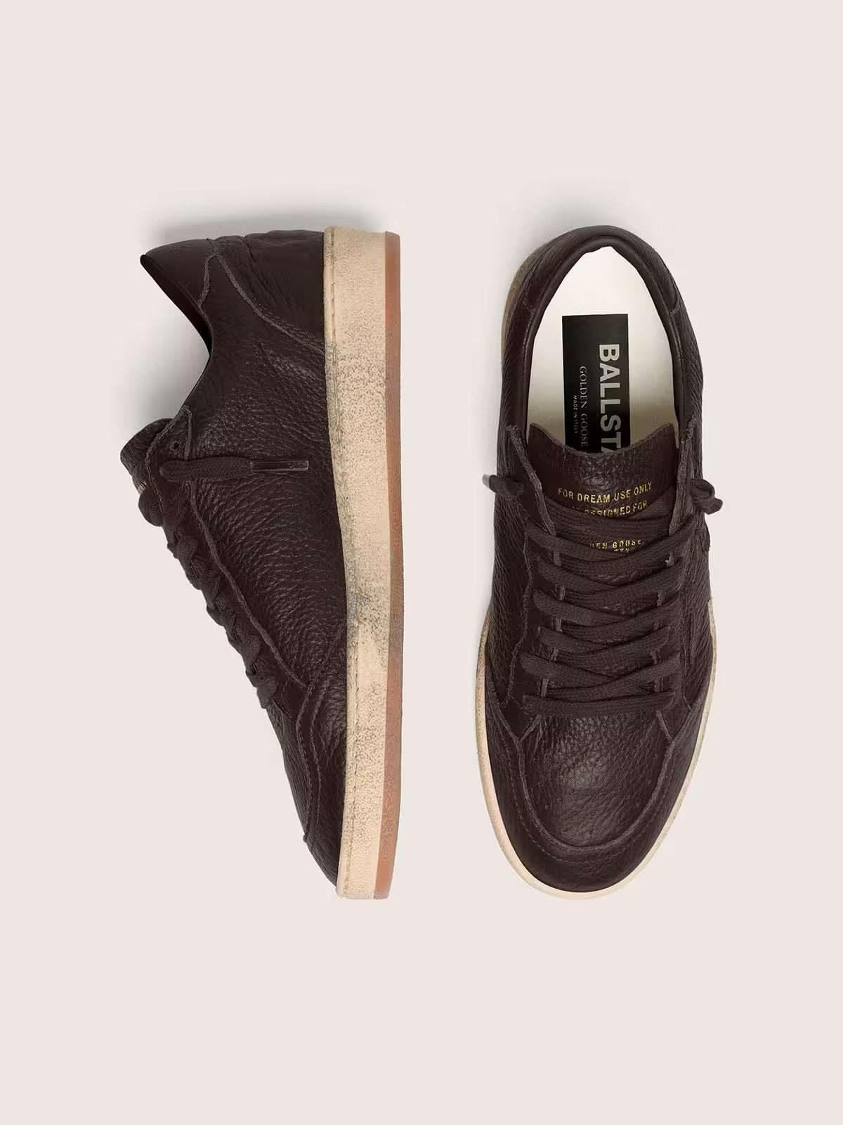 Golden Goose Men's Ball Star in dark brown leather with tone-on-tone leather star