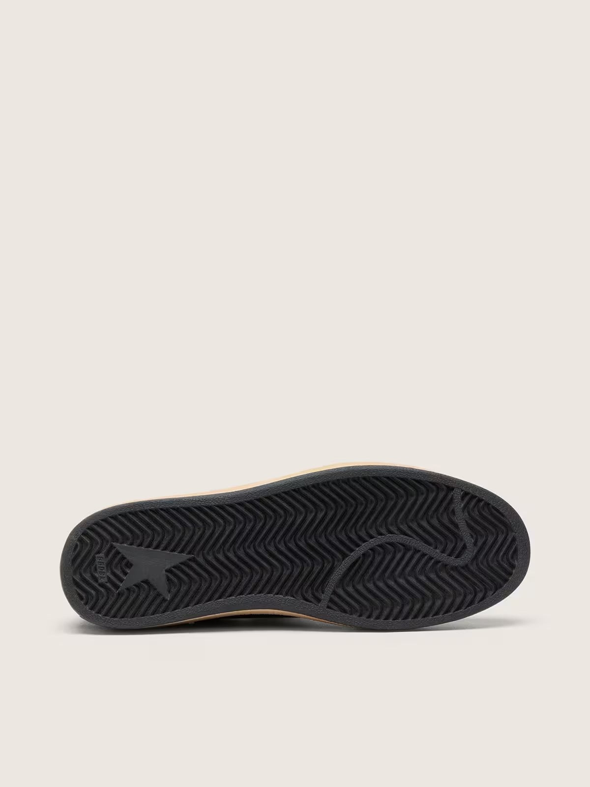 Golden Goose Women’s Ball Star in black nappa with black glitter star and suede heel tab