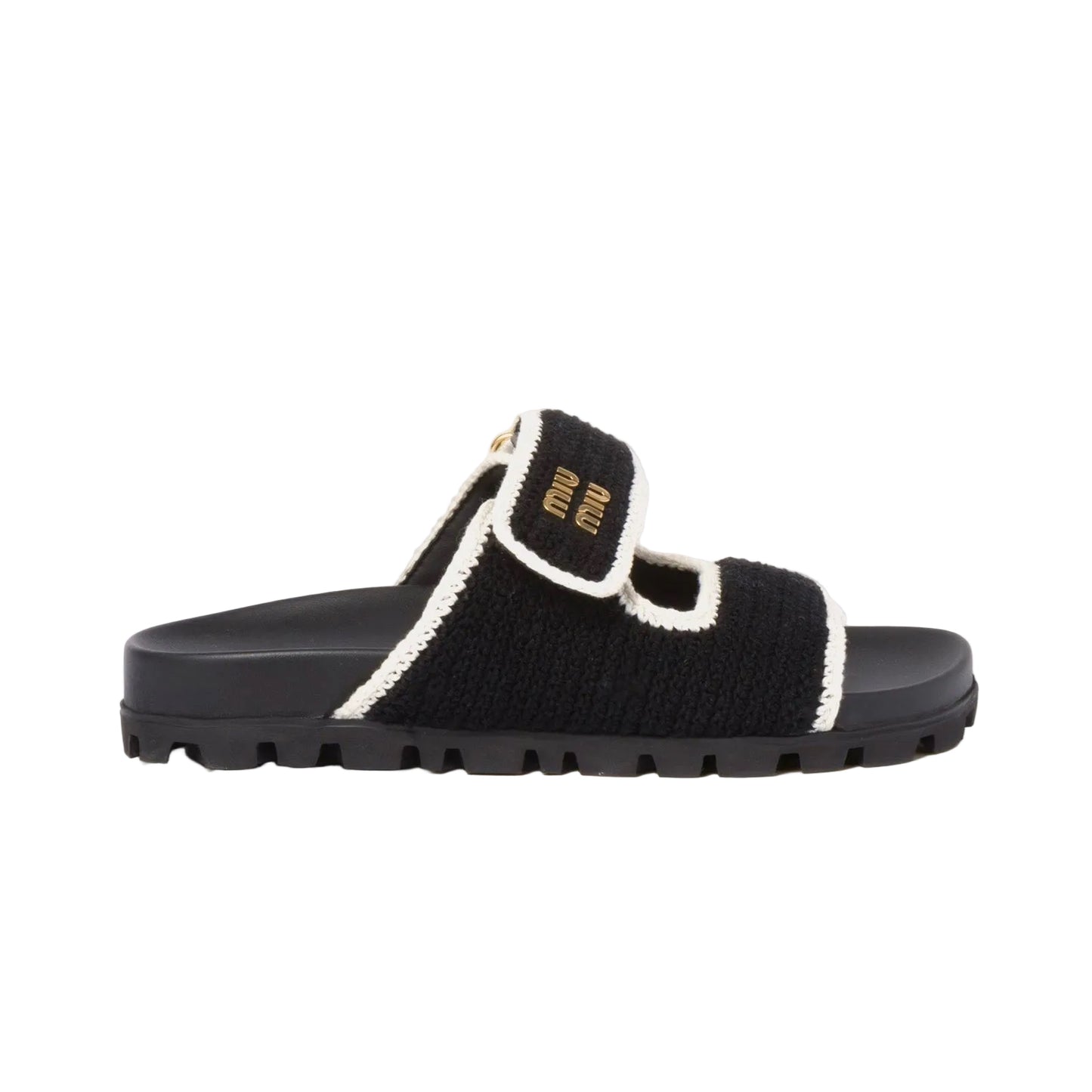 Miu Miu - Crochet Knit Black / Ivory Sandals