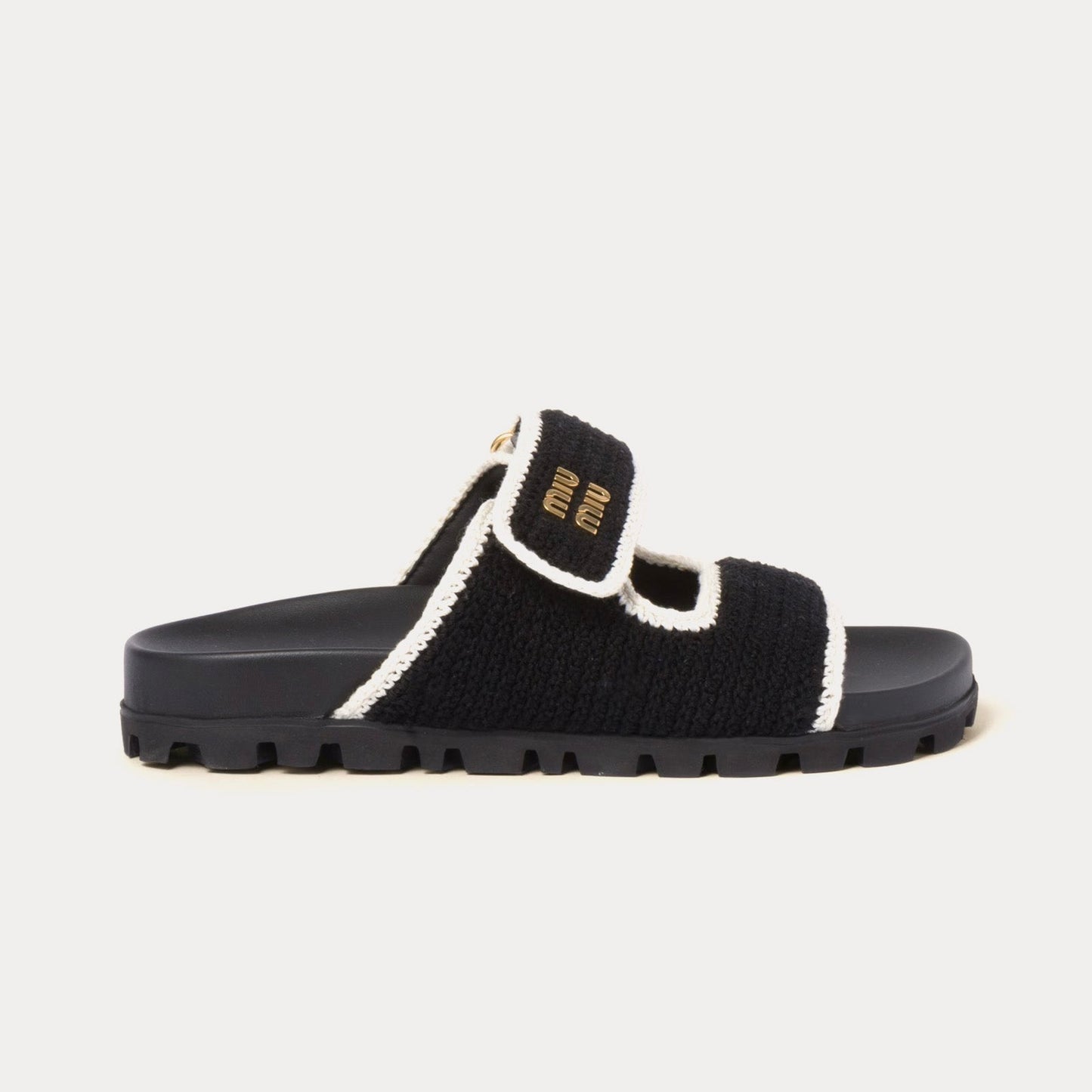 Miu Miu - Crochet Knit Black / Ivory Sandals