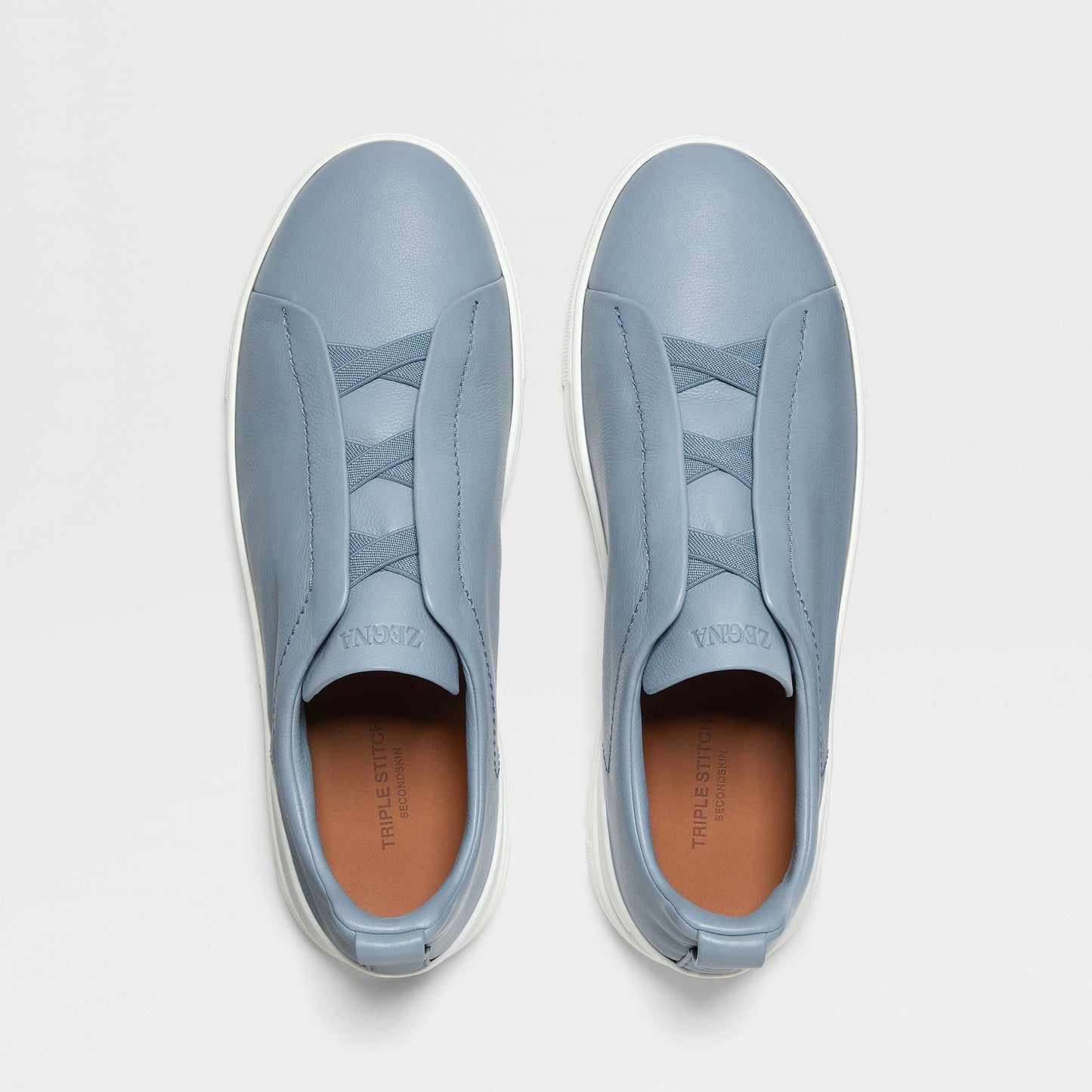 ZEGNA LIGHT BLUE TRIPLE STITCH™ SECONDSKIN SNEAKERS Light Blue