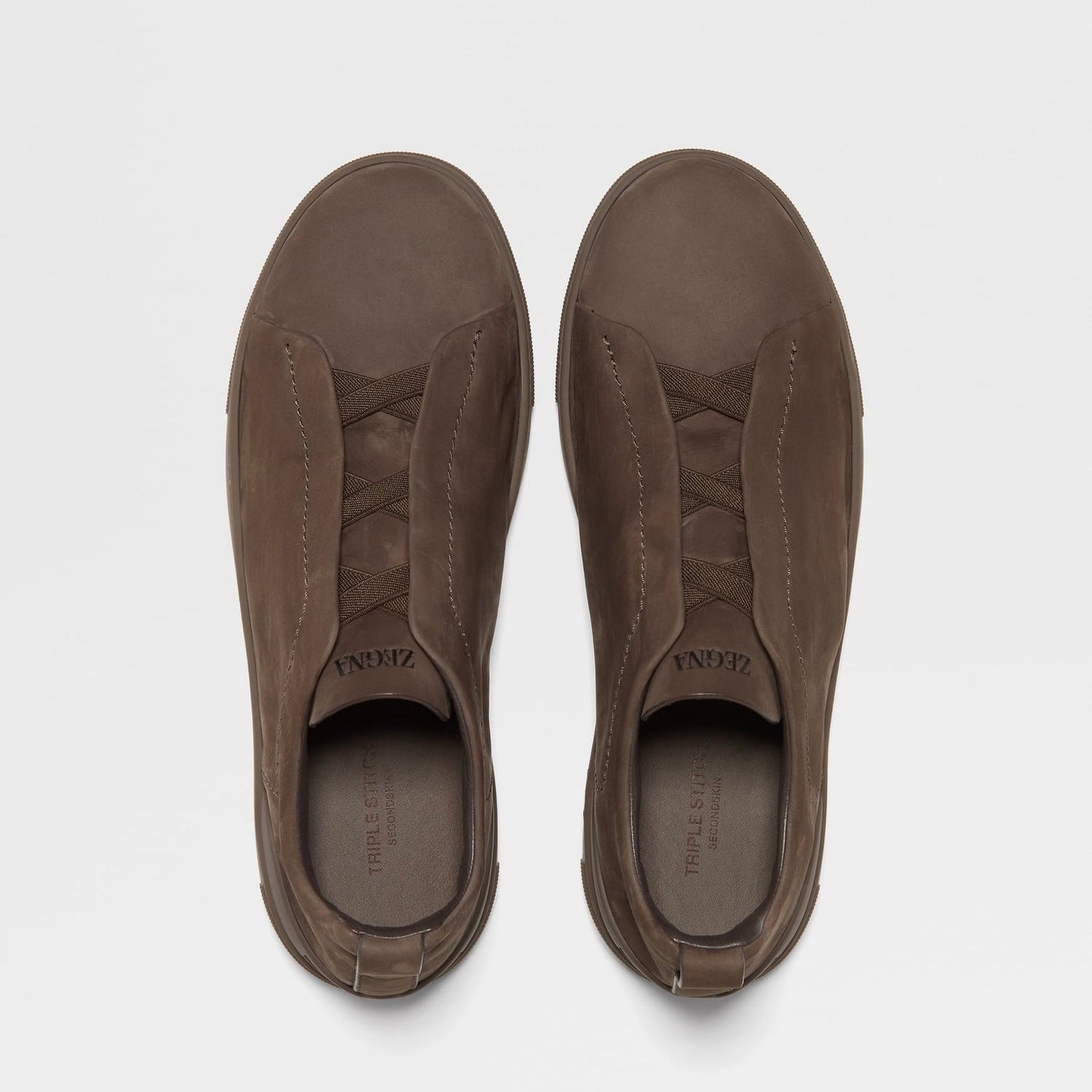 Zegna DARK TAUPE TRIPLE STITCH™ SECONDSKIN NUBUCK SNEAKERS