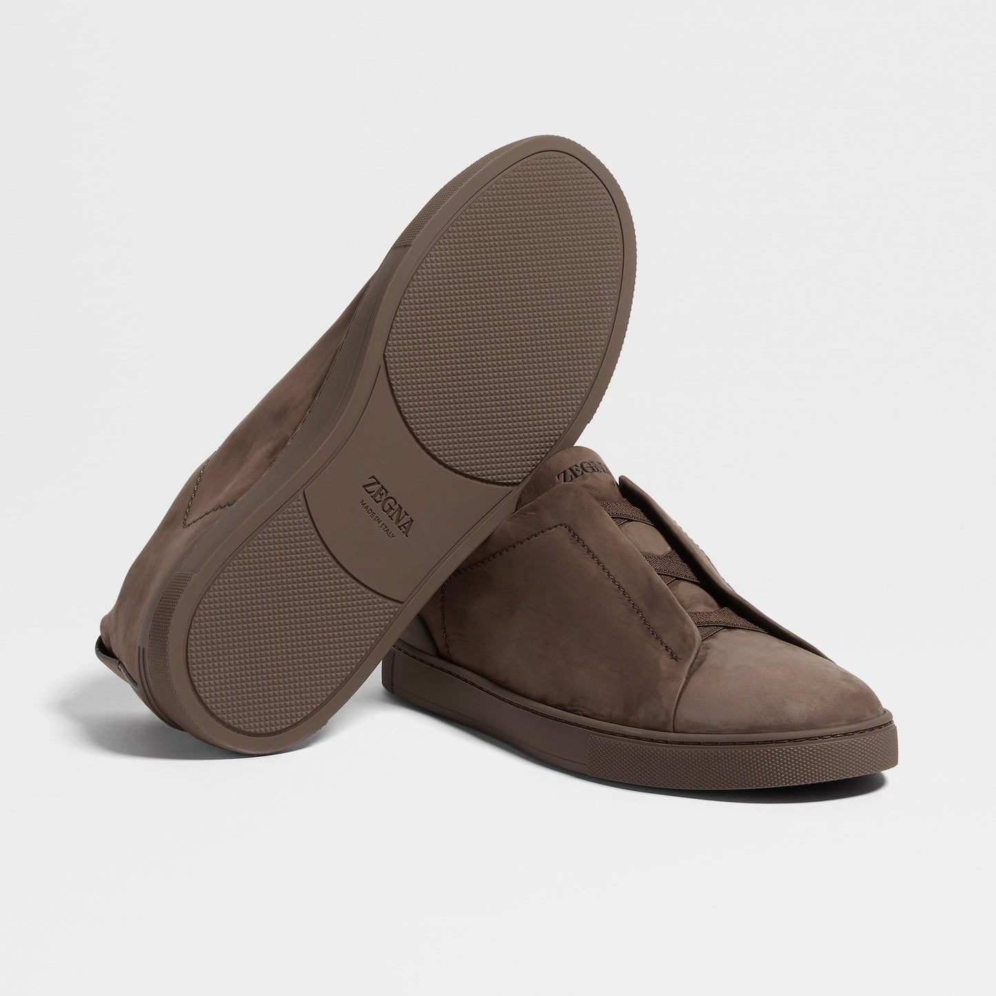Zegna DARK TAUPE TRIPLE STITCH™ SECONDSKIN NUBUCK SNEAKERS