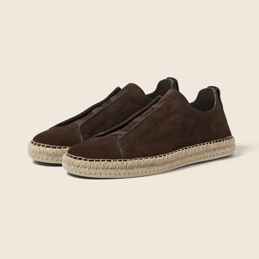 Zegna DARK BROWN SUEDE TRIPLE STITCH™ ESPADRILLES