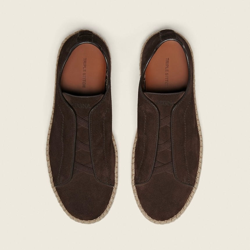 Zegna DARK BROWN SUEDE TRIPLE STITCH™ ESPADRILLES