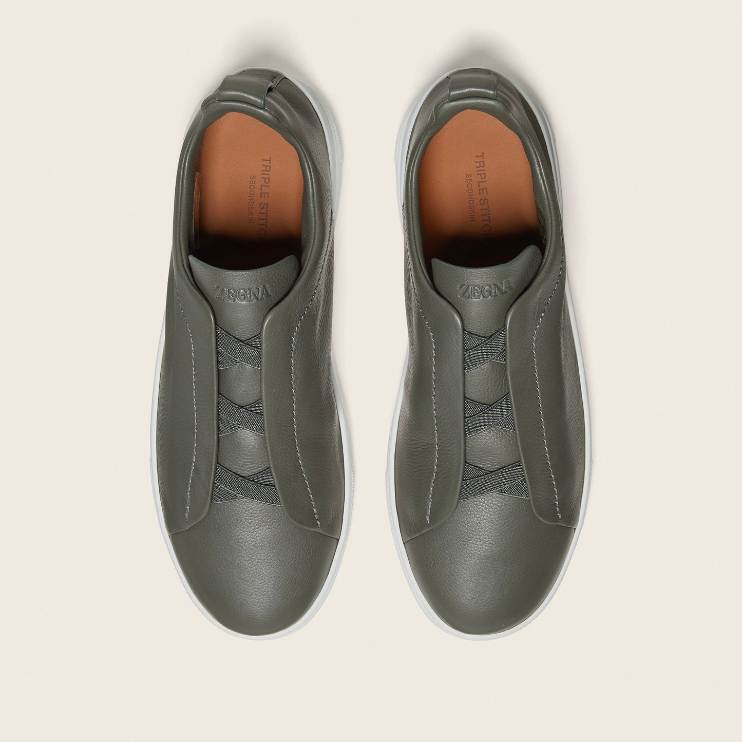 ZEGNA ARMY GREEN TRIPLE STITCH™ SECONDSKIN SNEAKERS