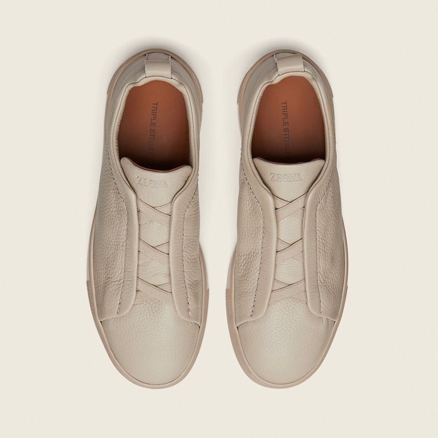 ZEGNA BEIGE DEERSKIN TRIPLE STITCH™ SNEAKERS
