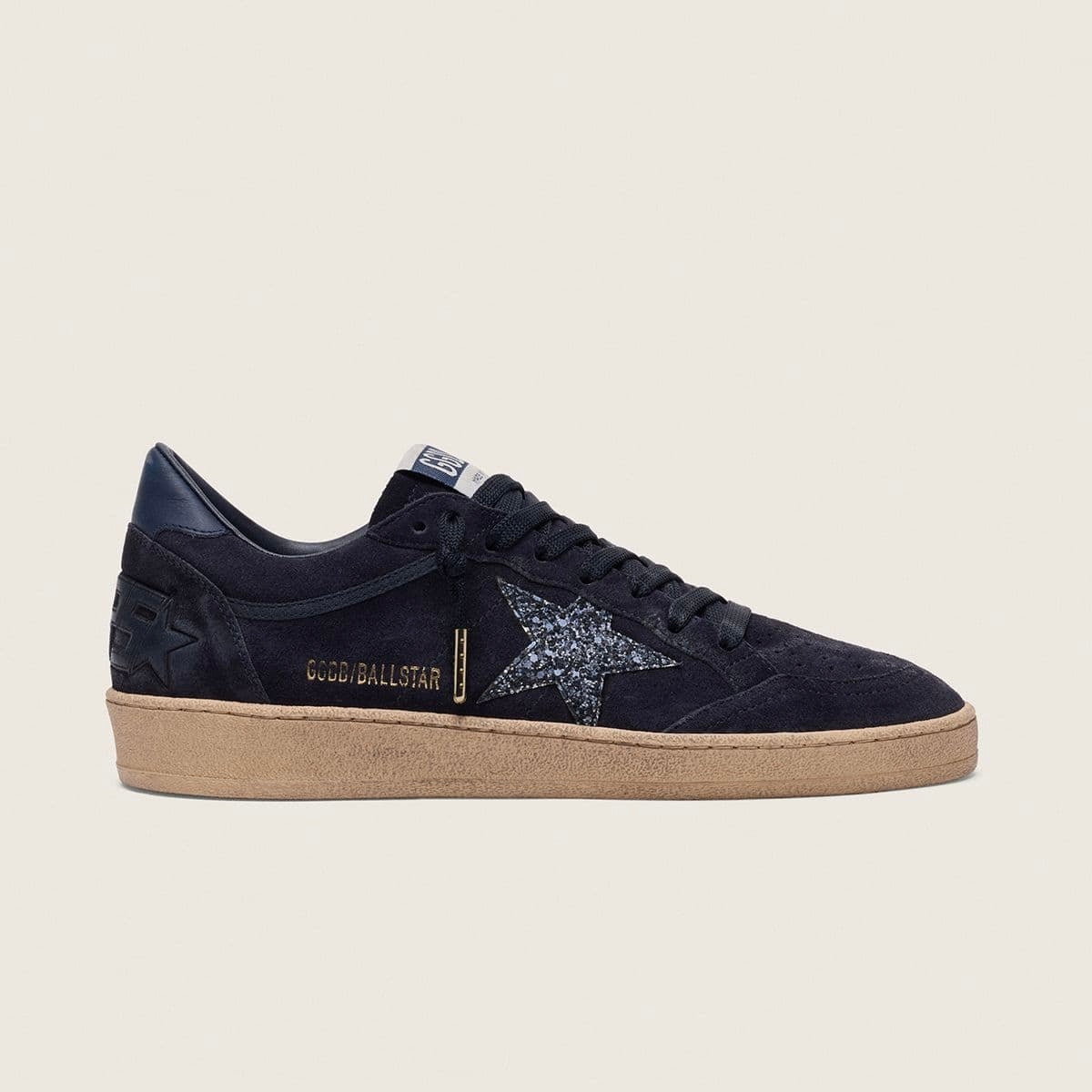 Golden Goose Ball Star in dark blue suede with dark blue glitter star(women)