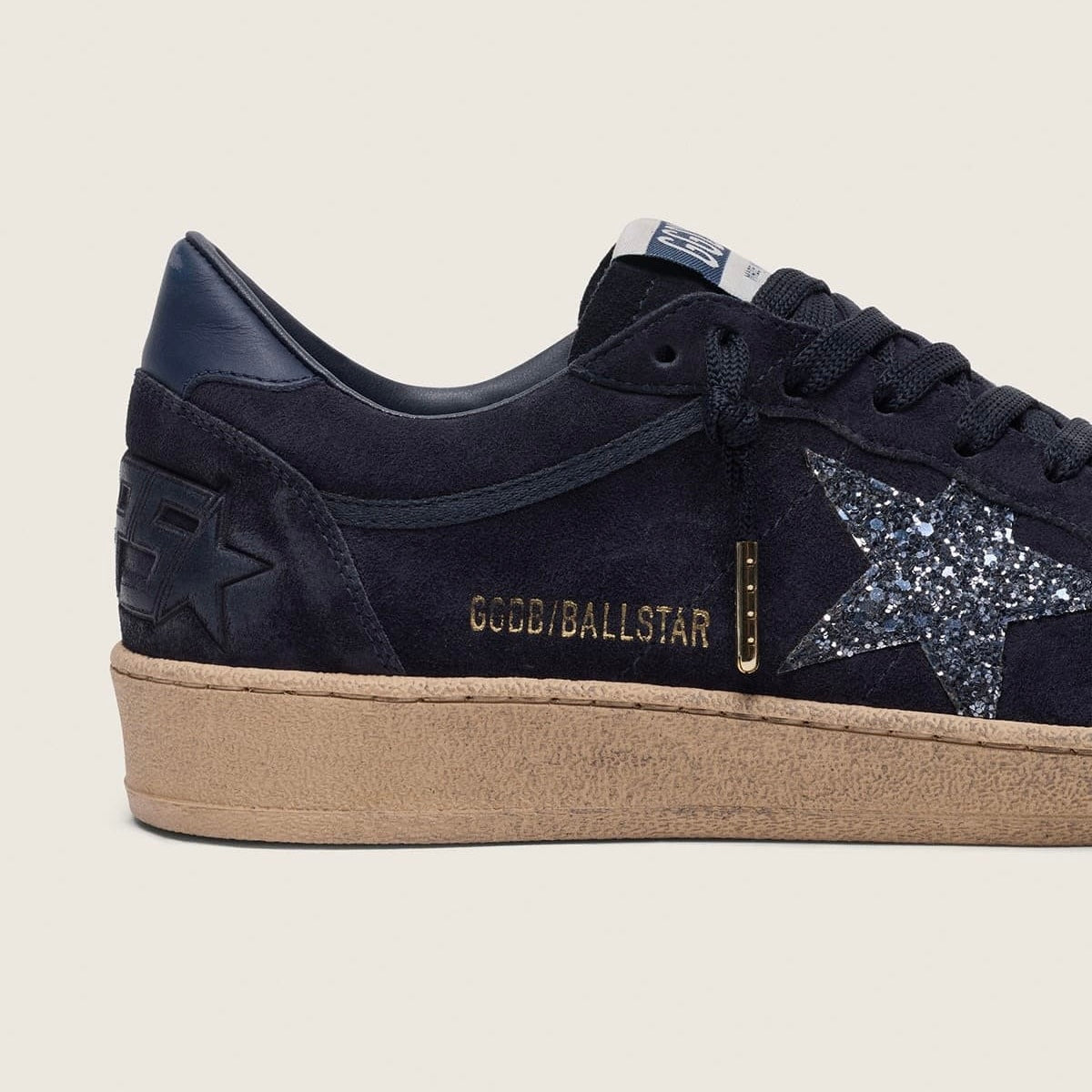 Golden Goose Ball Star in dark blue suede with dark blue glitter star(women)