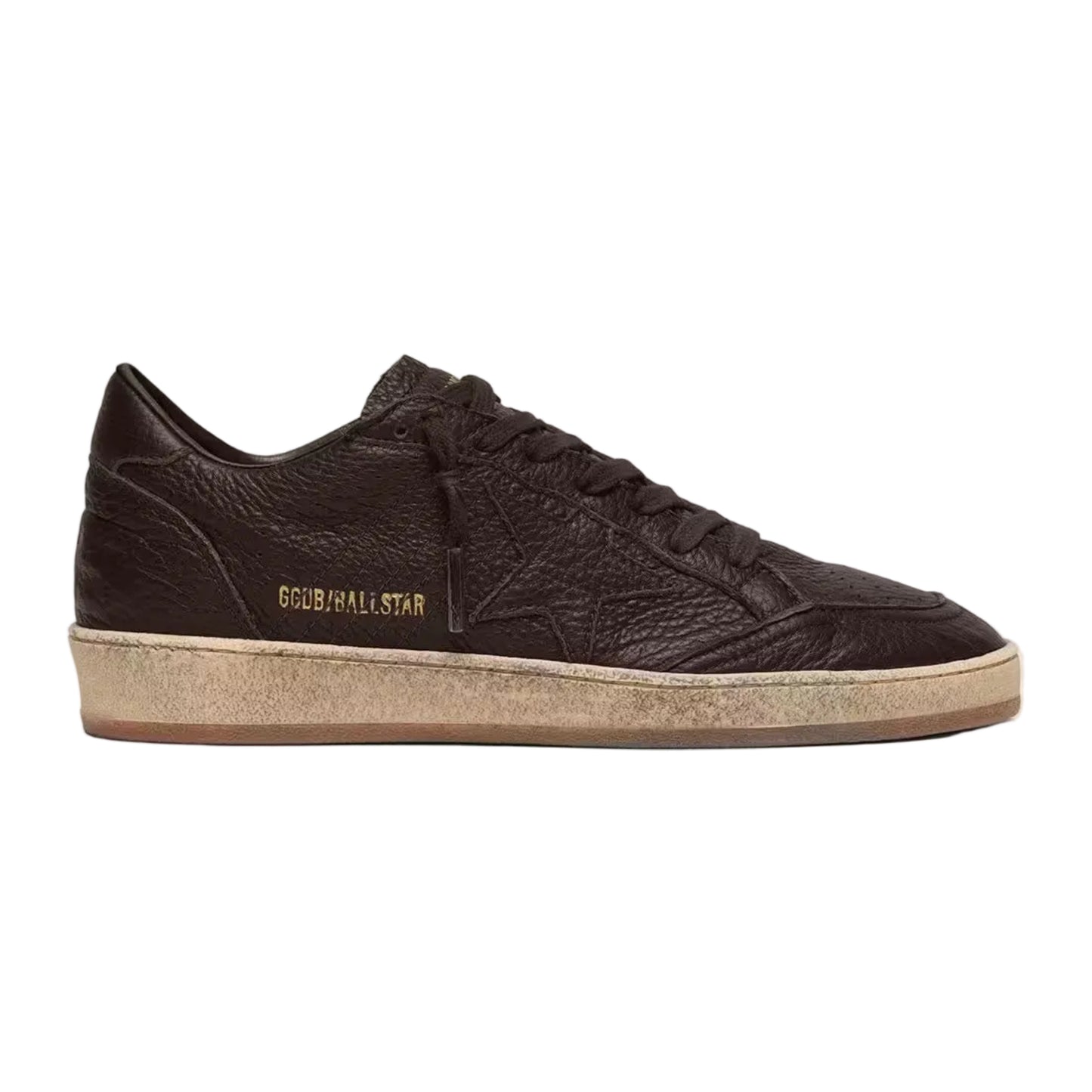 Golden Goose Men's Ball Star in dark brown leather with tone-on-tone leather star