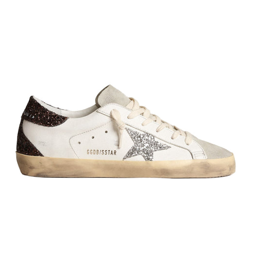 Women's Super-Star with silver star and brown glitter heel tab