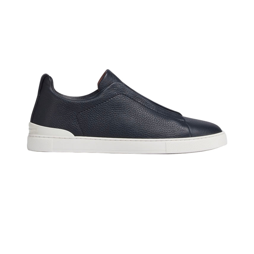 ZEGNA NAVY BLUE DEERSKIN TRIPLE STITCH™ SNEAKERS