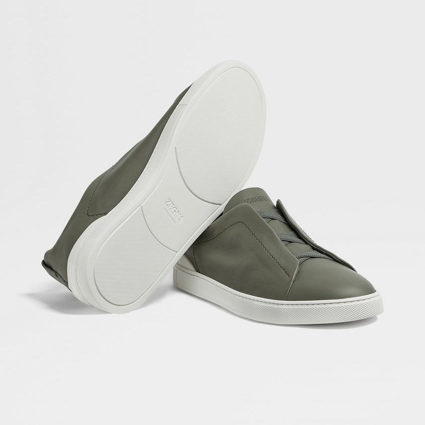 ZEGNA LIGHT ARMY GREEN TRIPLE STITCH™ SECONDSKIN SNEAKERS