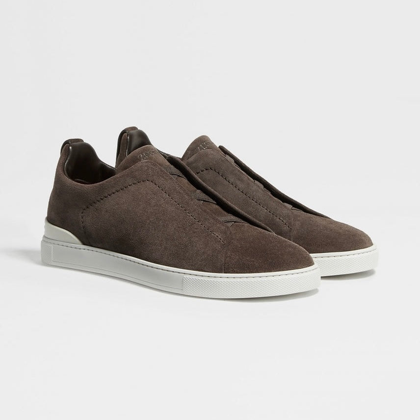 ZEGNA BROWN SUEDE TRIPLE STITCH™ SNEAKERS