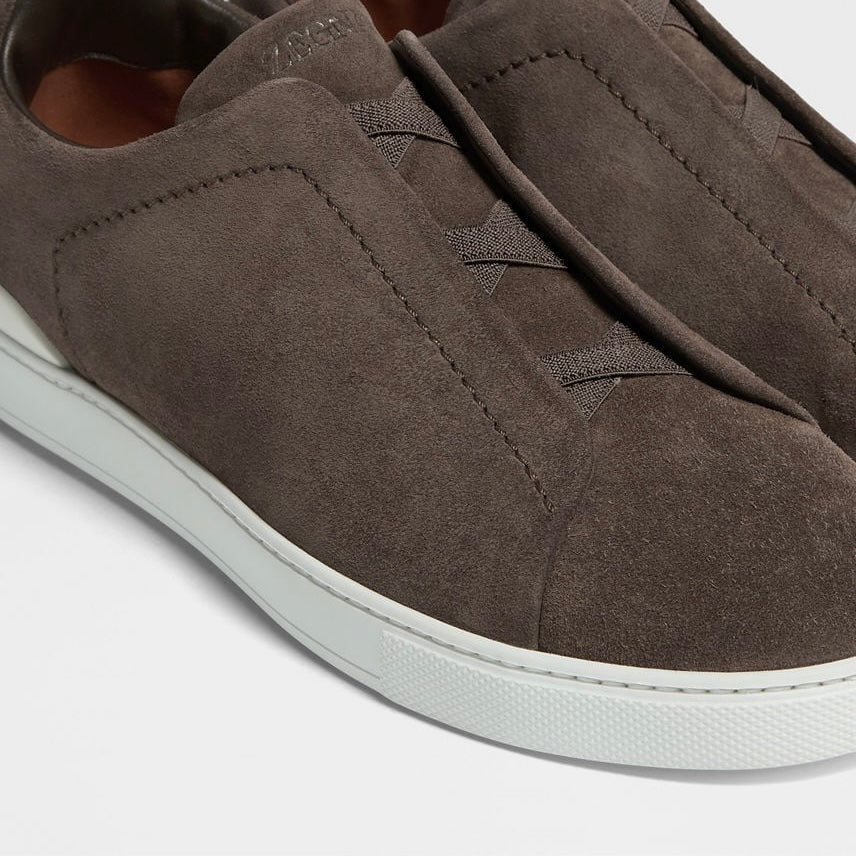 ZEGNA BROWN SUEDE TRIPLE STITCH™ SNEAKERS