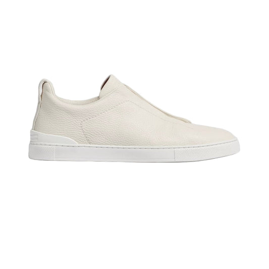 ZEGNA WHITE DEERSKIN TRIPLE STITCH™ SNEAKERS