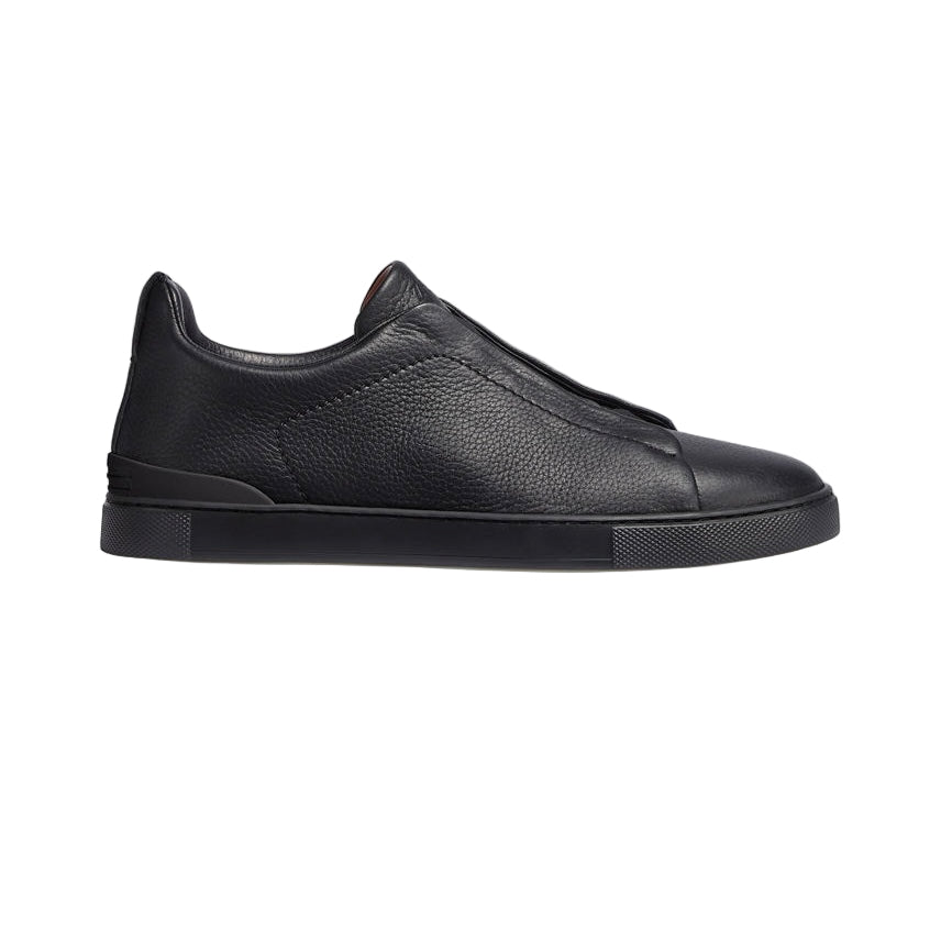 ZEGNA BLACK DEERSKIN TRIPLE STITCH™ SNEAKERS