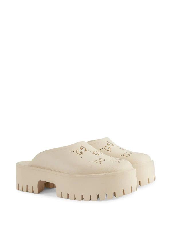 Gucci Platform Perforated G Sandal White (W) | SASOM