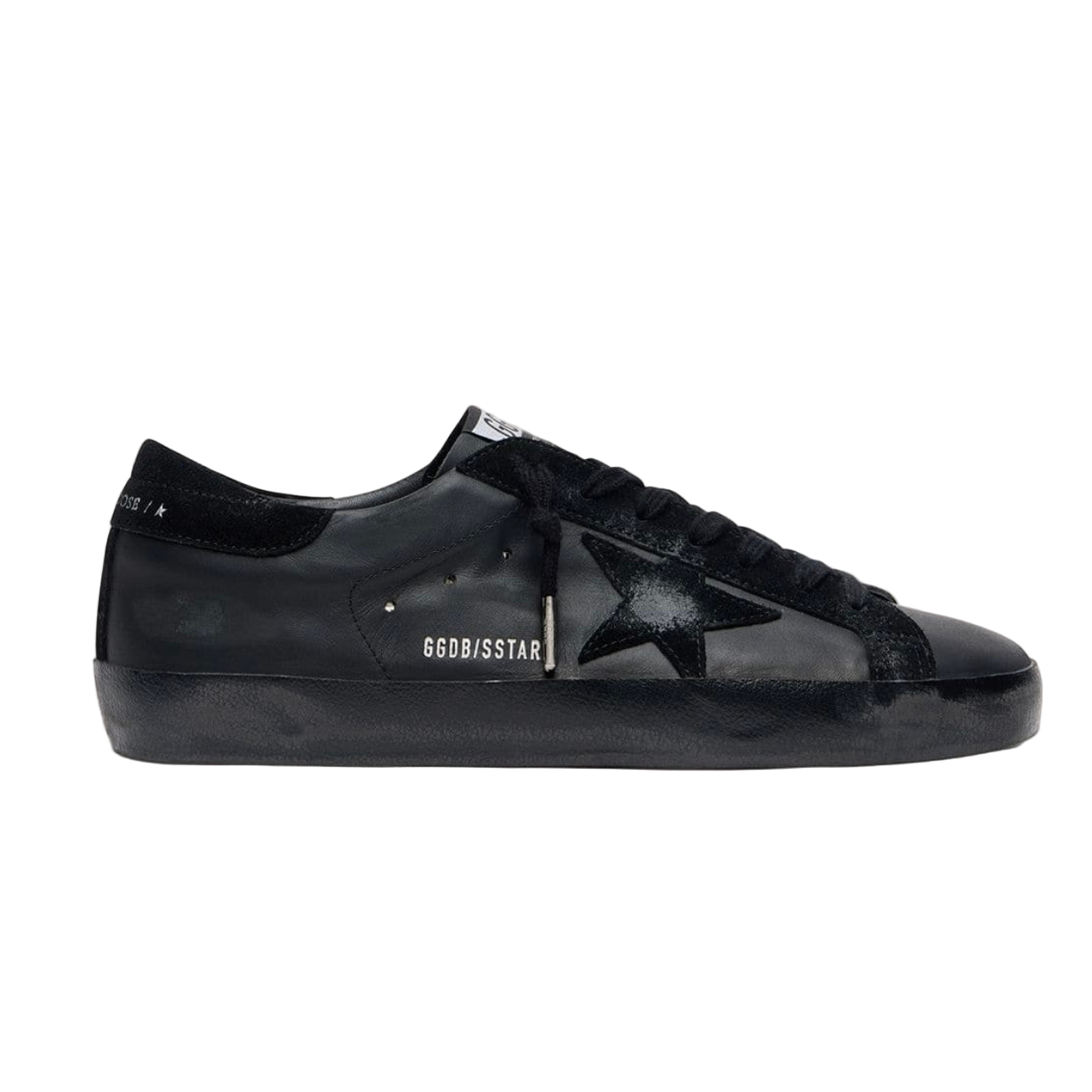 Golden Goose Super-Star in black nappa with black suede star and heel tab(Women's)