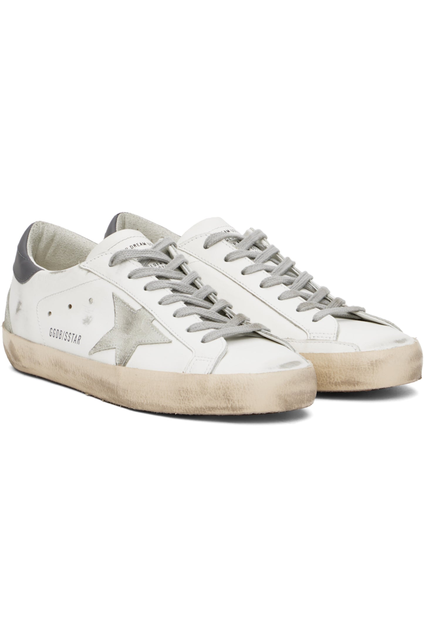 golden-goose White & Gray Super-Star Classic Sneakers