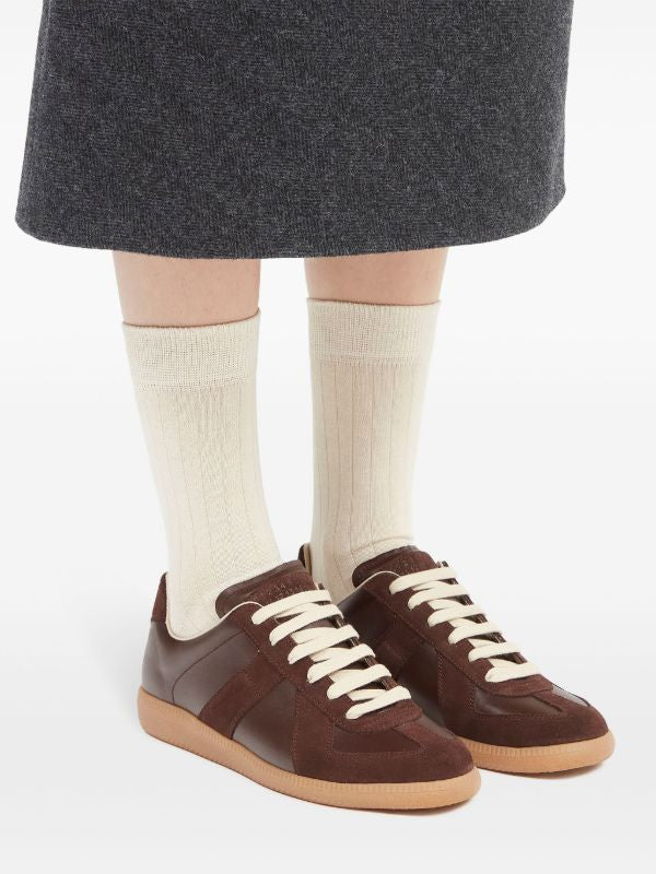 Maison Margiela - Replica leather and suede sneakers - brown
