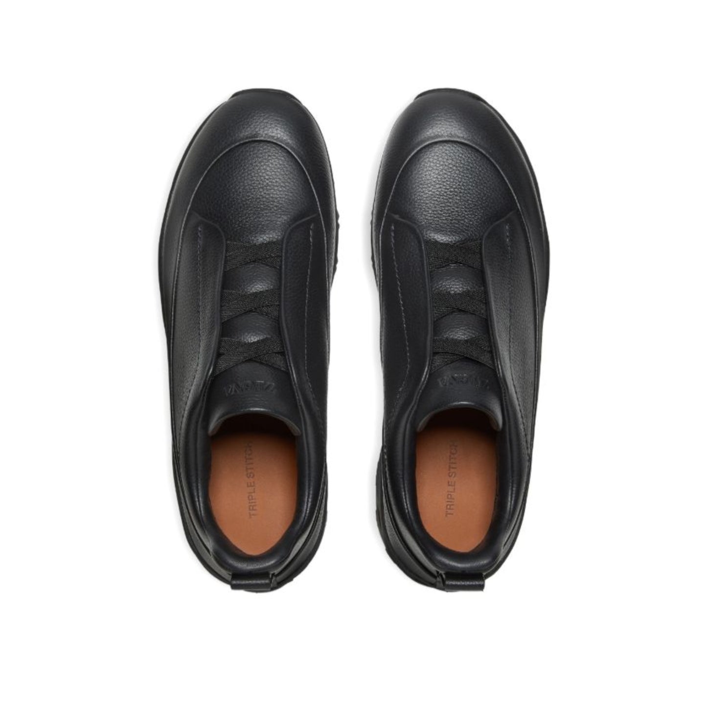 ZEGNA Zegna  Black leather triple stitch mont sneakers