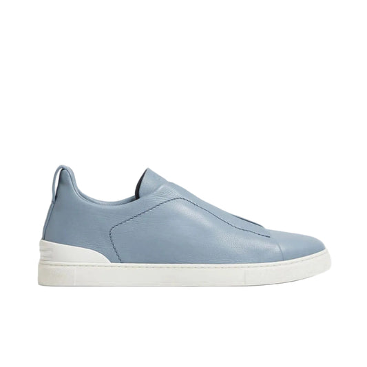 ZEGNA  triple stitch leather sneakers Blue