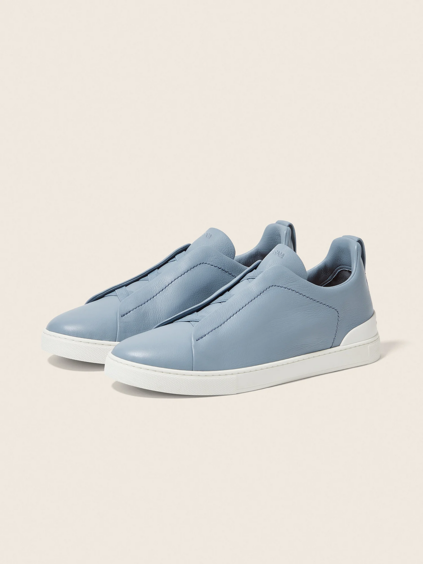 ZEGNA  triple stitch leather sneakers Blue